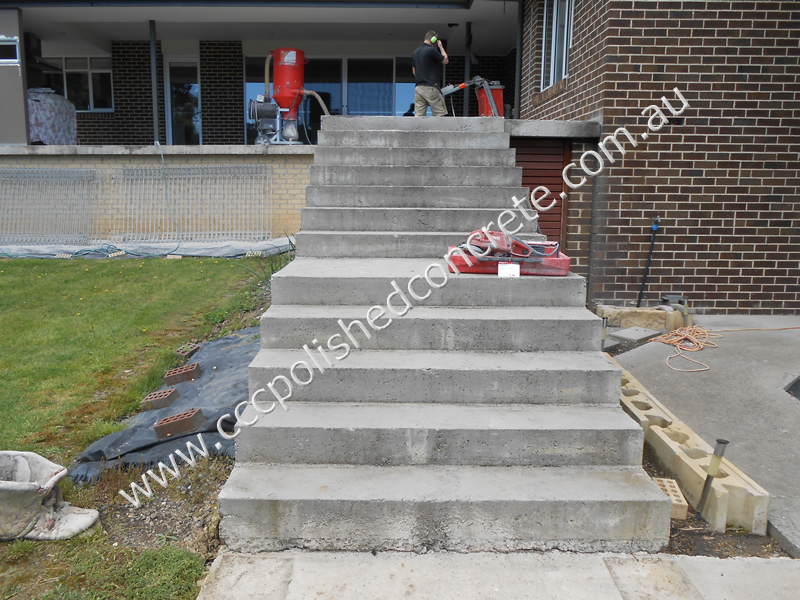 Rough rendered concrete stairs